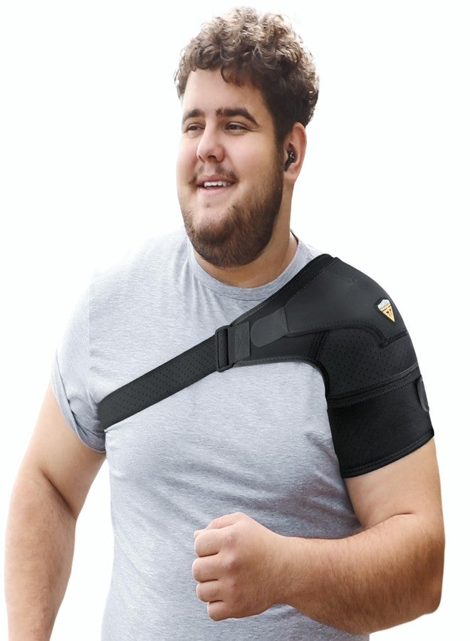 فيتك دعامة الكتف من FIGHTECH لعلاج تمزق الكفة المدورة للرجال والنساء - الدعم وتخفيف الألم (أسود - مقاس XXL) - Image 1